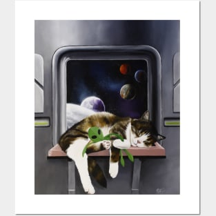 Spaceship Cat Posters and Art